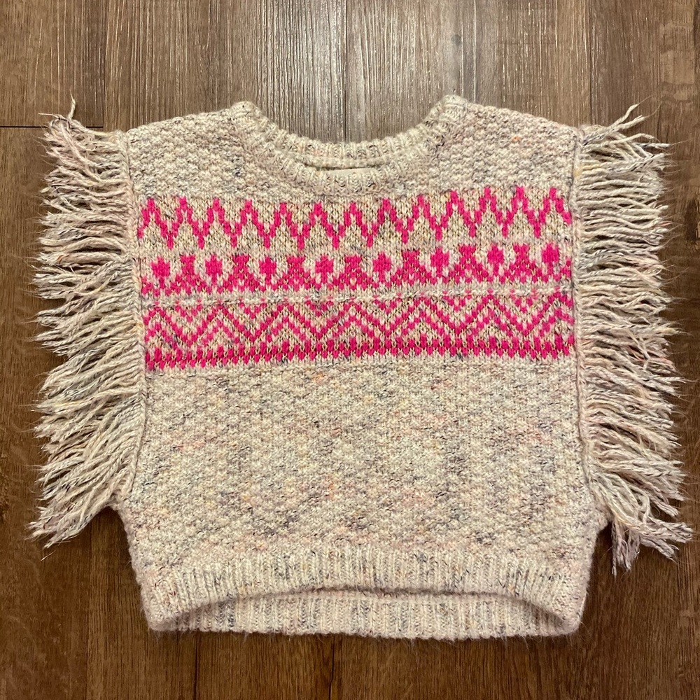 Girls knitted poncho aztec design